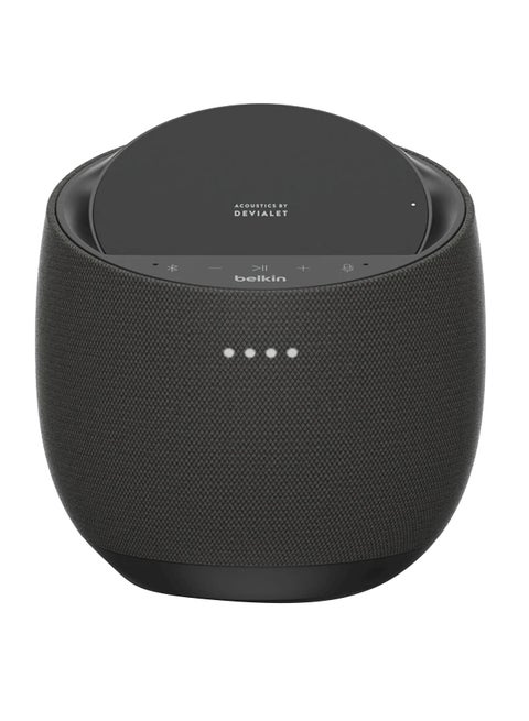 Soundform Elite Hi-Fi Smart Speaker + Wireless Charger, Alexa Voice-controlled Bluetooth Speaker - Devialet Sound Technology - Fast Wireless Charging For iPhone, Samsung Galaxy And More Black