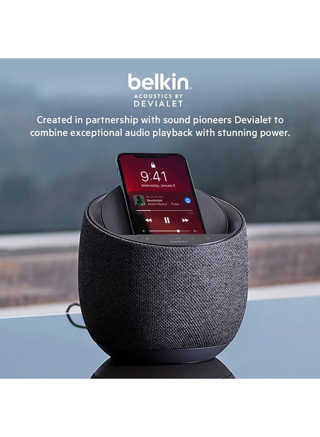 Soundform Elite Hi-Fi Smart Speaker + Wireless Charger, Alexa Voice-controlled Bluetooth Speaker - Devialet Sound Technology - Fast Wireless Charging For iPhone, Samsung Galaxy And More Black