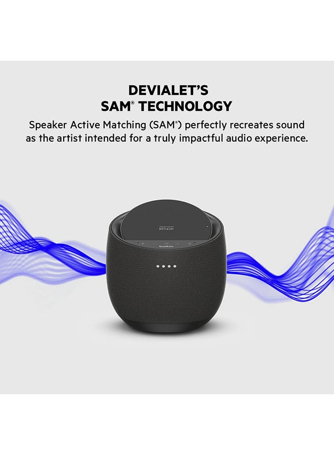 Soundform Elite Hi-Fi Smart Speaker + Wireless Charger, Alexa Voice-controlled Bluetooth Speaker - Devialet Sound Technology - Fast Wireless Charging For iPhone, Samsung Galaxy And More Black