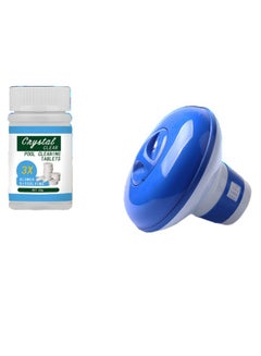 VINSOC Pool Cleaning Tablet With Floating Dispenser White/Blue 50grams  - Image 1