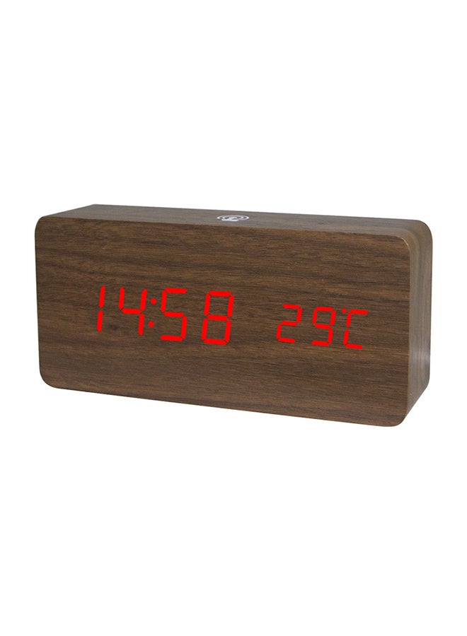 Generic - LED Wooden Alarm Clock With App Control Brown/Red 17x5.5x9.2cm - Image 1