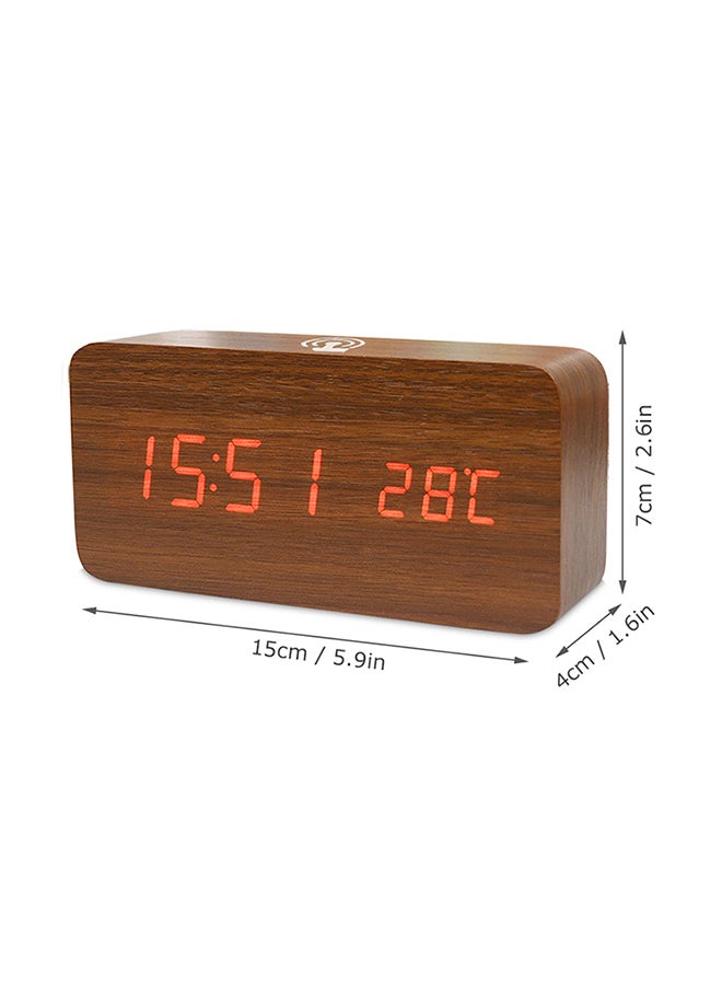 Generic - LED Wooden Alarm Clock With App Control Brown/Red 17x5.5x9.2cm - Image 1