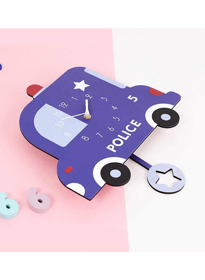 Creative Police Car Shape Wall Clock Blue 32x7x32cm - Image 3