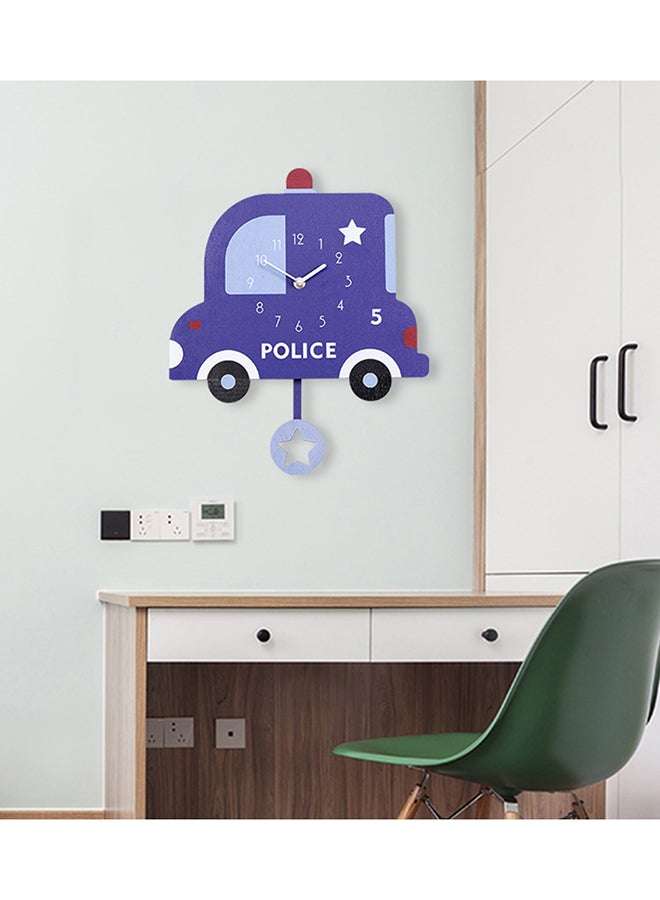 Creative Police Car Shape Wall Clock Blue 32x7x32cm - Image 4