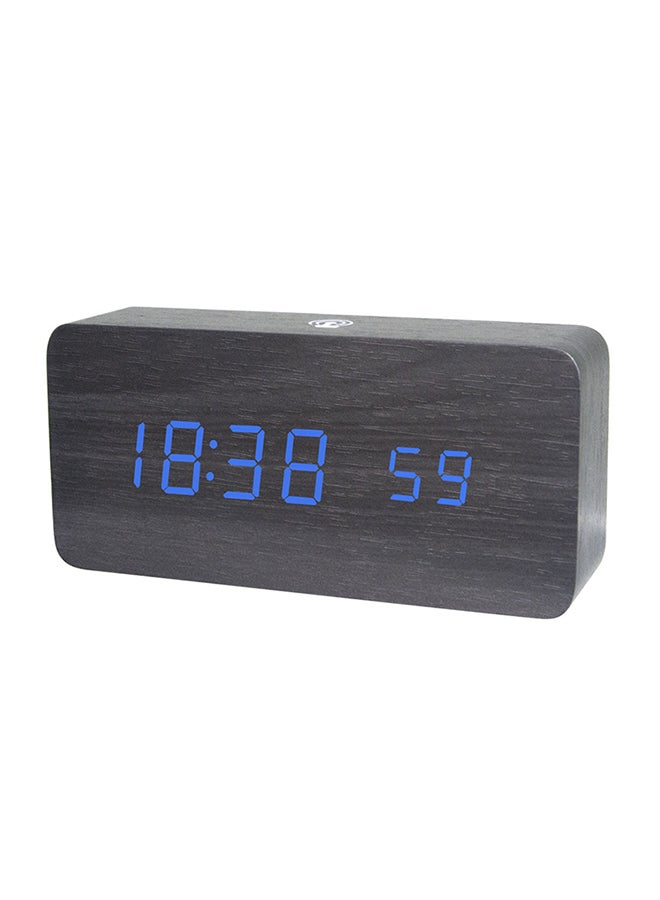LED Wooden Alarm Clock With App Control Black/Blue 17x5.5x9.2cm  - Image 2