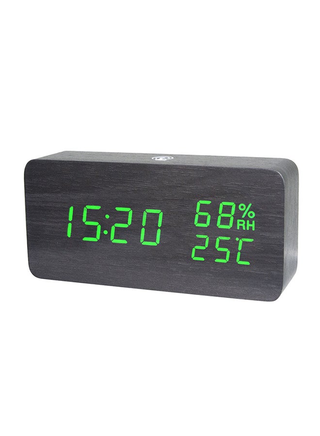 LED Wooden Alarm Clock With App Control Black/Green 17x5.5x9.2cm  - Image 3