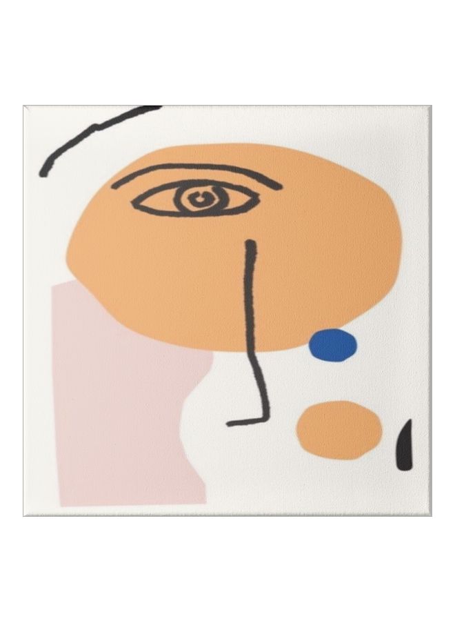 Abstract Drawing Themed Canvas Painting With Frame White/Beige/Purple 50x50cm - Image 1