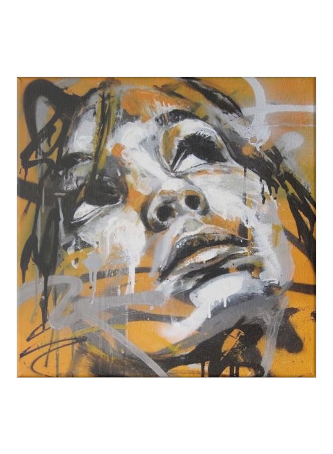 A Girl Stained With Colour Themed Canvas Painting With Frame Grey/Black/Brown 50x50cm  - Image 1