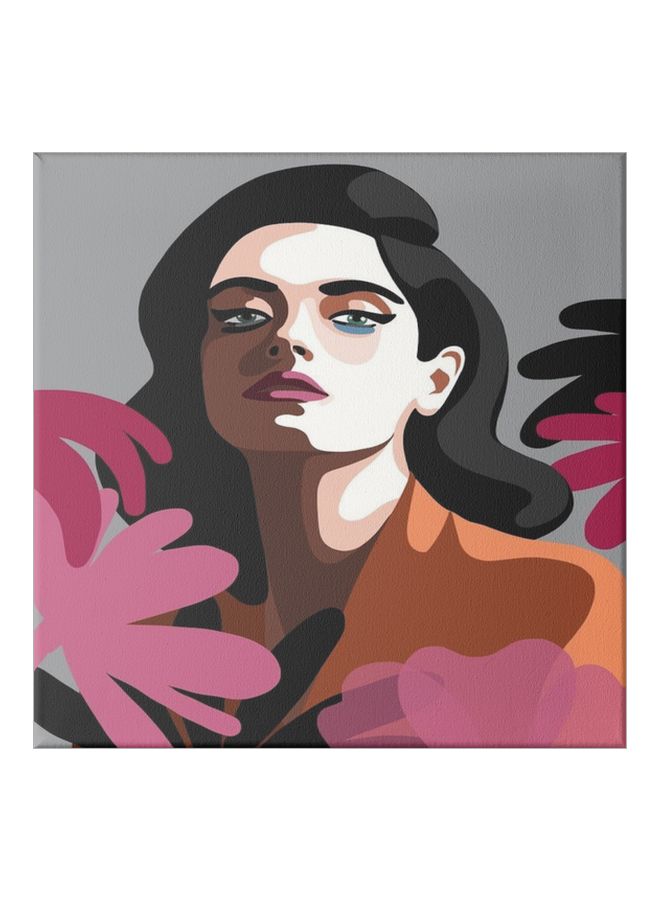 Girl Themed Canvas Painting With Frame Purple/Brown/Black 50x50cm  - Image 1
