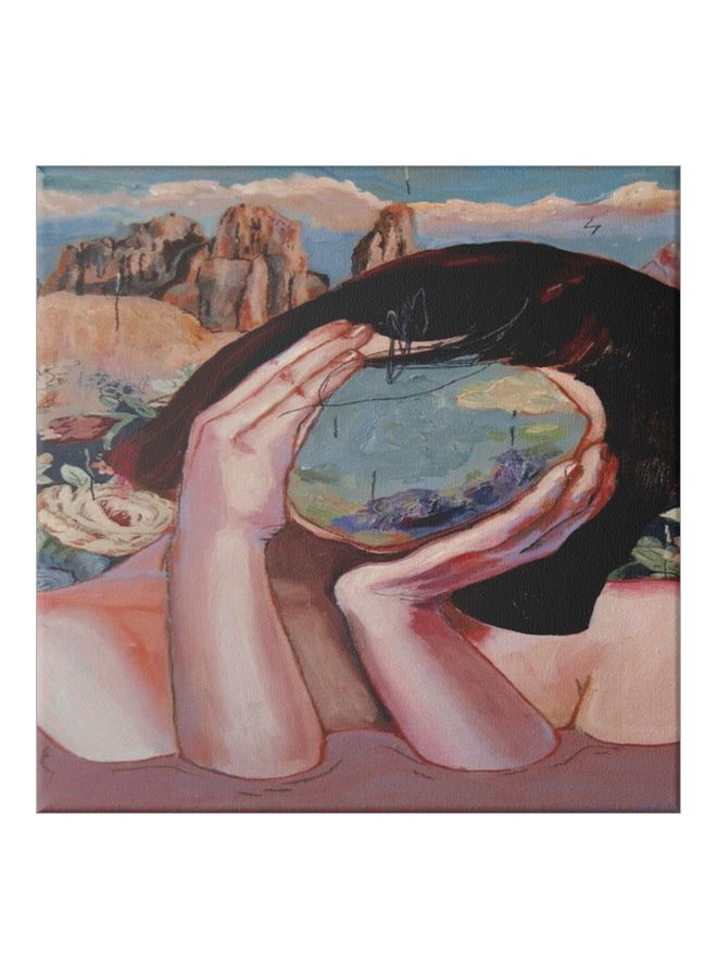 Contemporary Art Of A Girl Themed Wall Painting With Frame Beige/Brown/Black 50x50cm  - Image 1