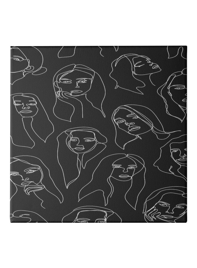 لوحة فنية من قماش الكانفاس برسم تجريدي لفتاة، ومزودة بإطار أسود/ أبيض 50x50سم  - Image 1
