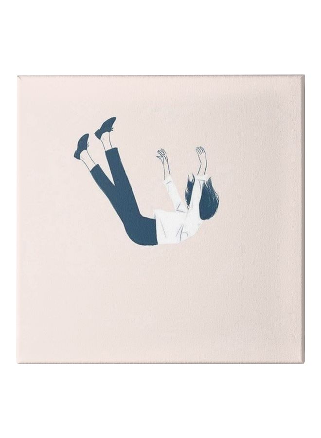 Girl Falls Themed Canvas Painting With Frame Pink/White/Blue 50x50cm  - Image 1