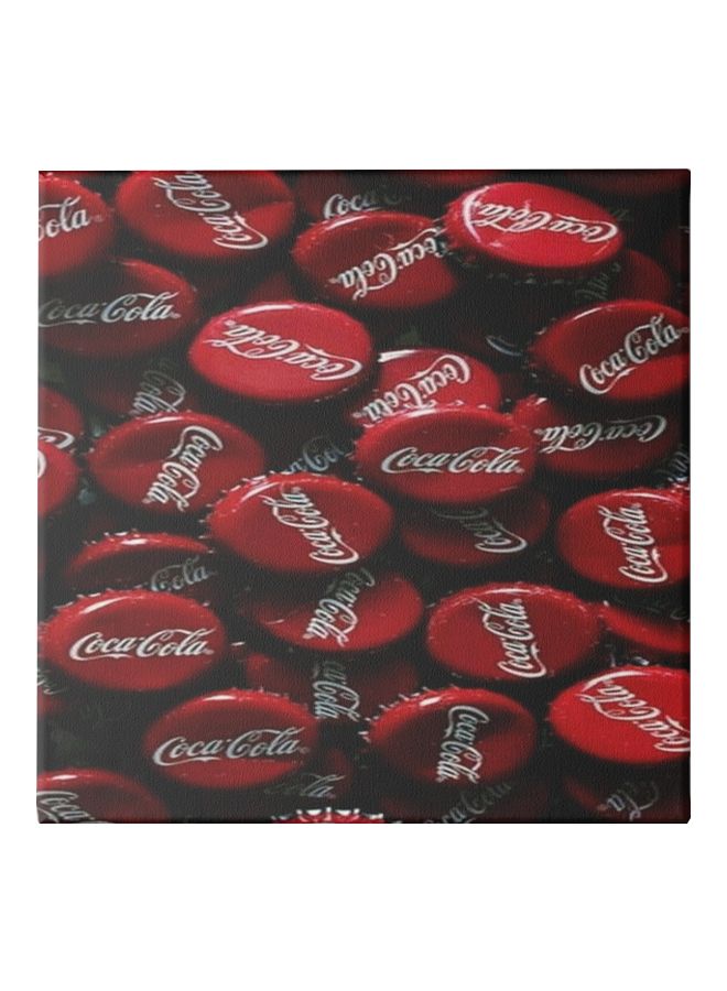 Coca Cola Themed Canvas Painting With Frame Red/White 50x50cm