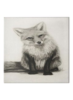 Generic Fox Themed Canvas Wall Painting With Hidden Frame White/Black/Grey 50x50cm  - Image 1