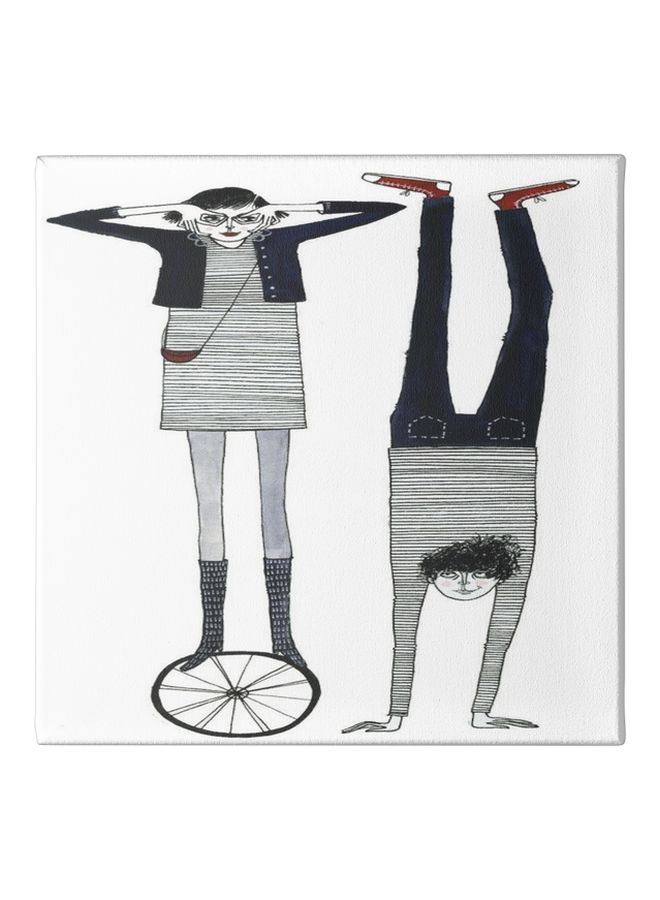 Silent Artists Themed Canvas Wall Painting With Hidden Frame White/Black/Brown 50x50cm  - Image 1