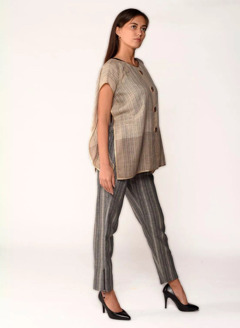 Sana'a Kayum Pure Pashmina Cape Top Beige - Image 2