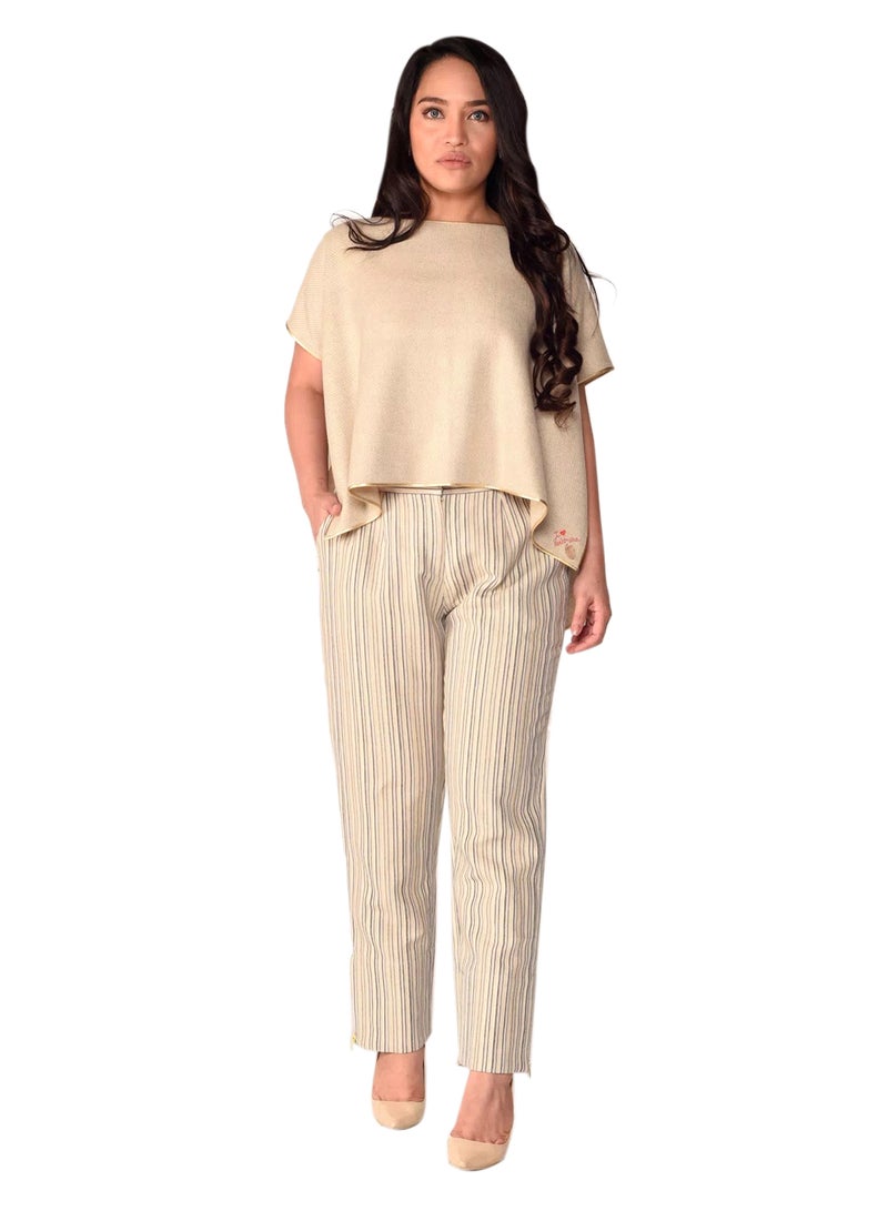 Sana'a Kayum Pure Pashmina Cape Crop Top Beige - Image 1