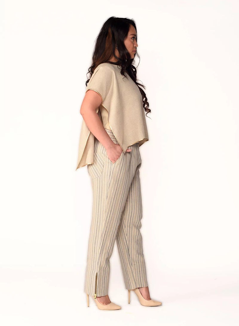 Sana'a Kayum Pure Pashmina Cape Crop Top Beige - Image 2