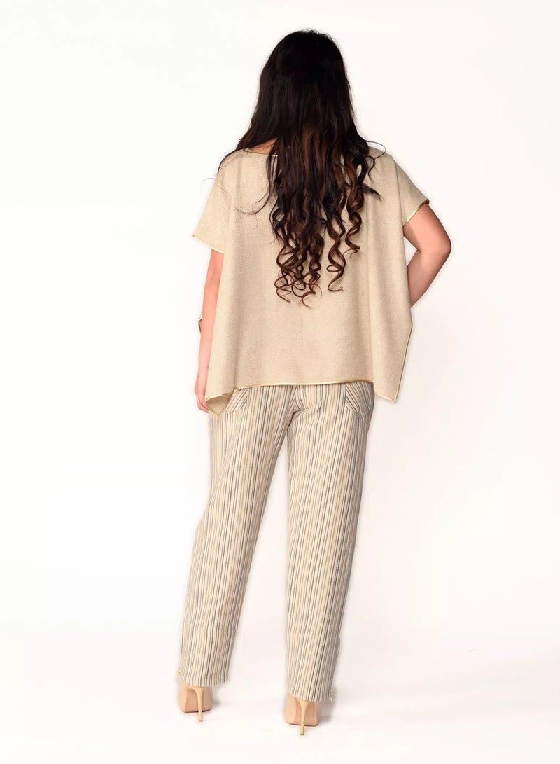 Sana'a Kayum Pure Pashmina Cape Crop Top Beige - Image 3