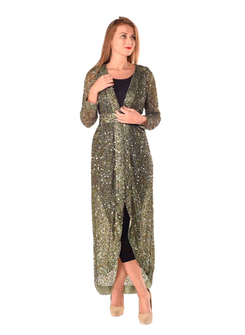 Sana'a Kayum Slimfit Sequenced Jacket Emerald Green  - Image 1