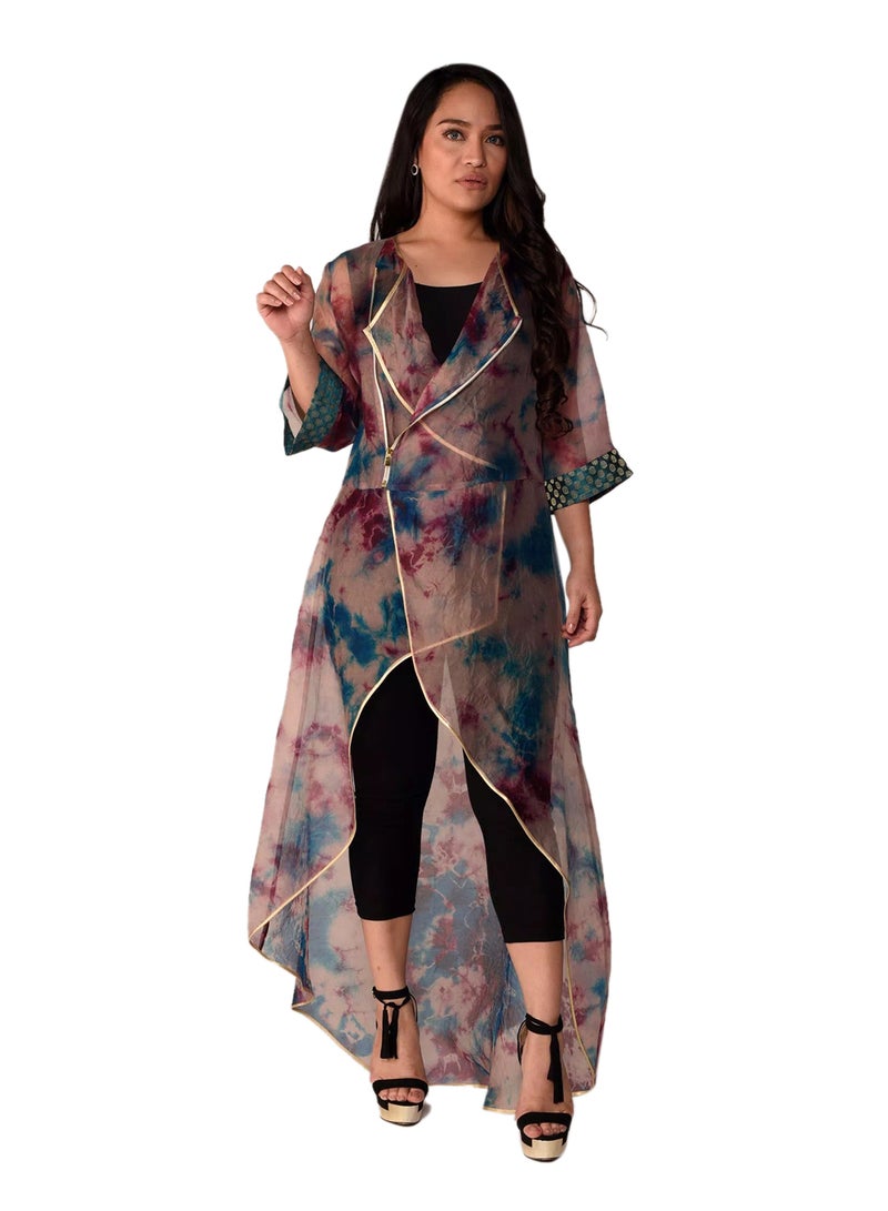 Sana'a Kayum Asymmetrical Organza Jacket Multicolour  - Image 1