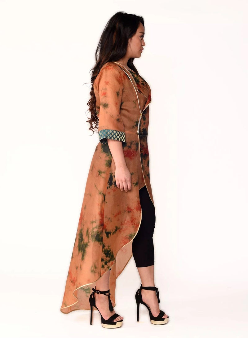 Sana'a Kayum Asymmetrical Organza Jacket Rust  - Image 2