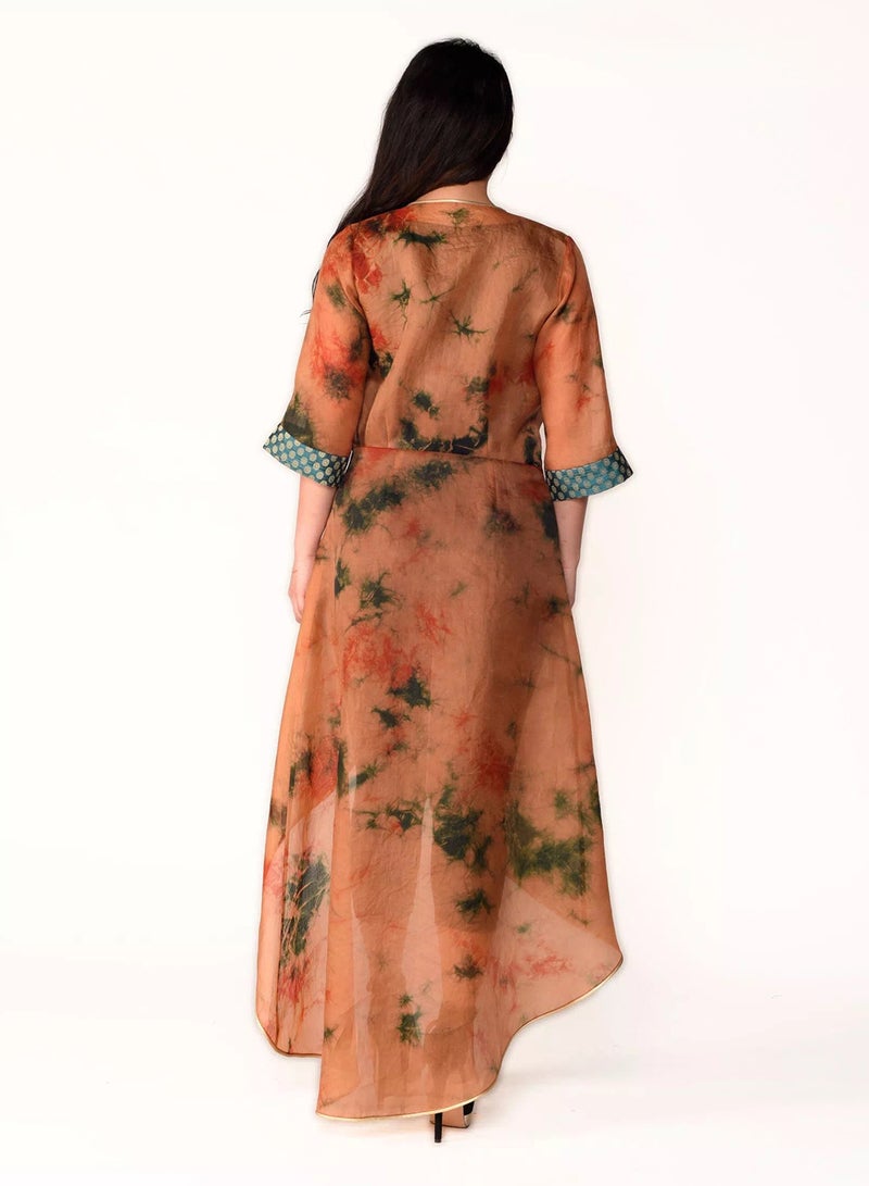 Sana'a Kayum Asymmetrical Organza Jacket Rust  - Image 3