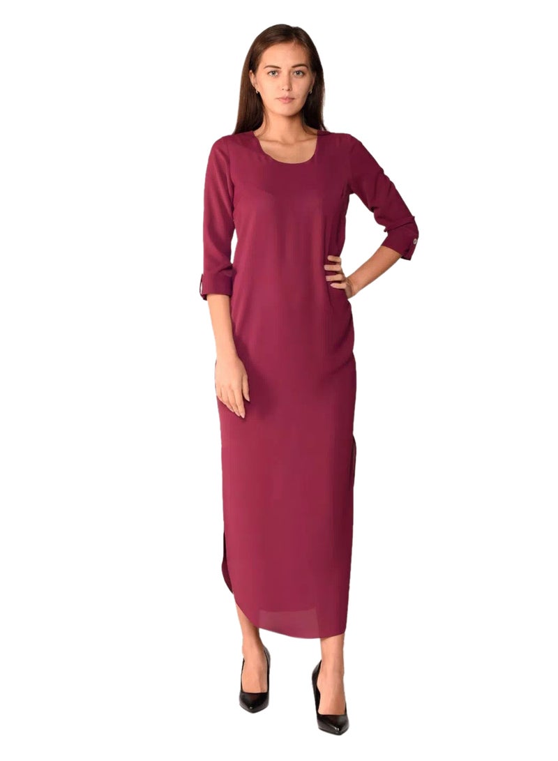 Sana'a Kayum - U-Shaped Kurta Plum - Image 1