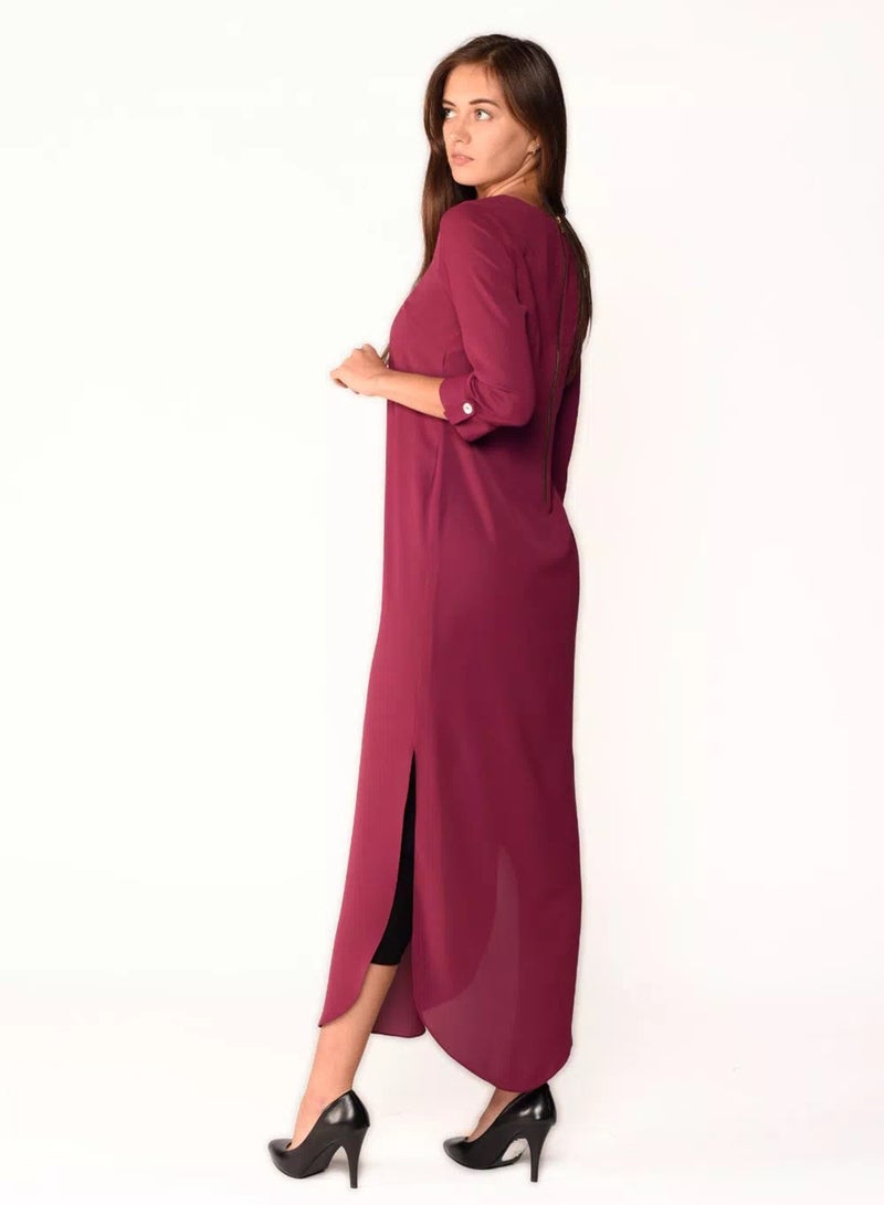 Sana'a Kayum - U-Shaped Kurta Plum - Image 1