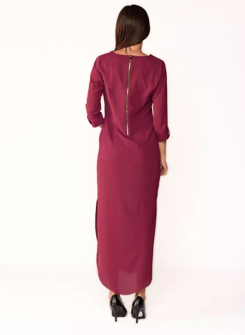 Sana'a Kayum - U-Shaped Kurta Plum - Image 1
