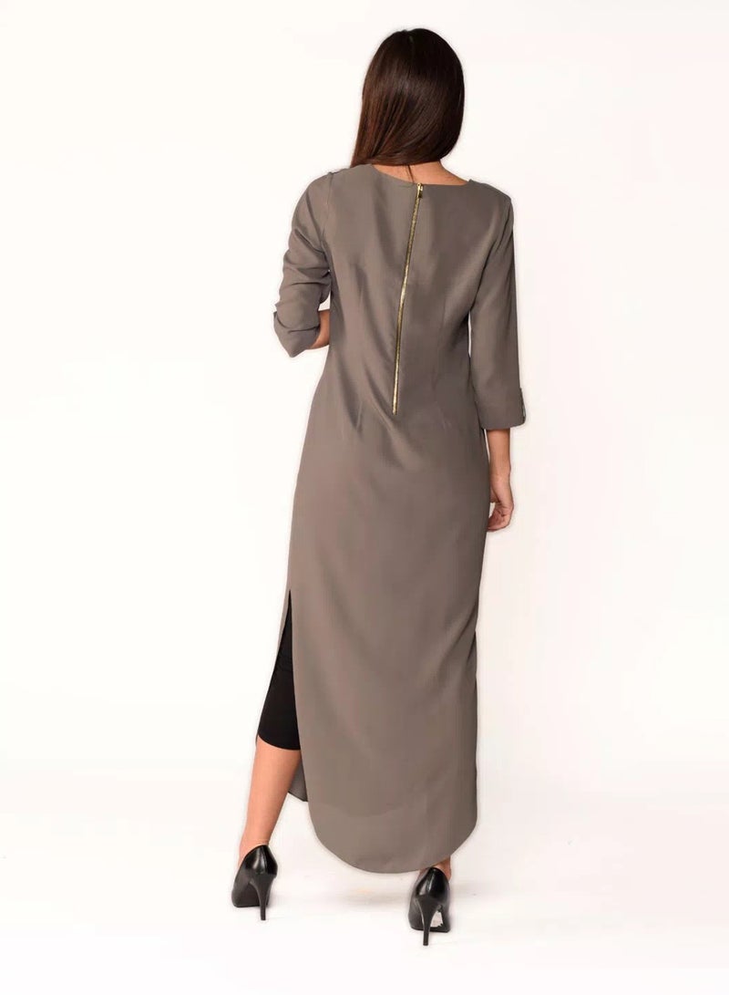 Sana'a Kayum - U-Shaped Kurta Grey - Image 1
