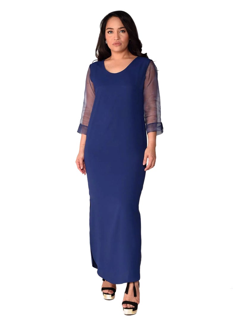 Sana'a Kayum - U-Shaped Kurta Electric Blue - Image 1