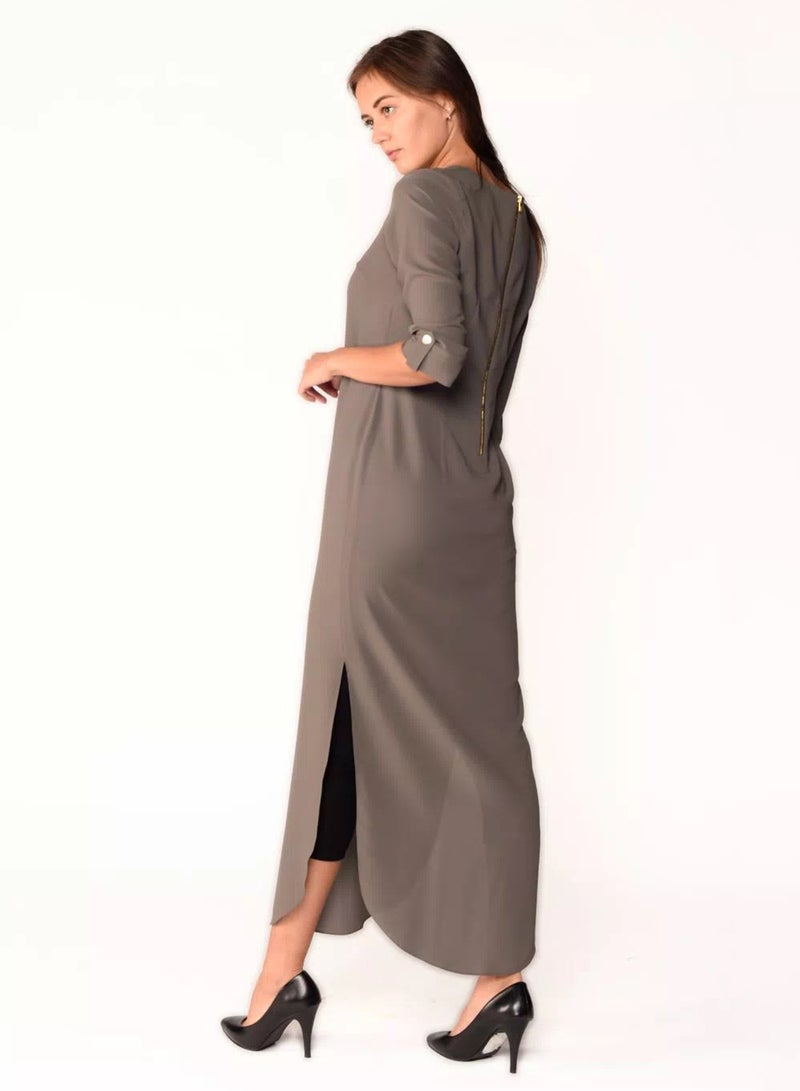 Sana'a Kayum - U-Shaped Kurta Grey - Image 1