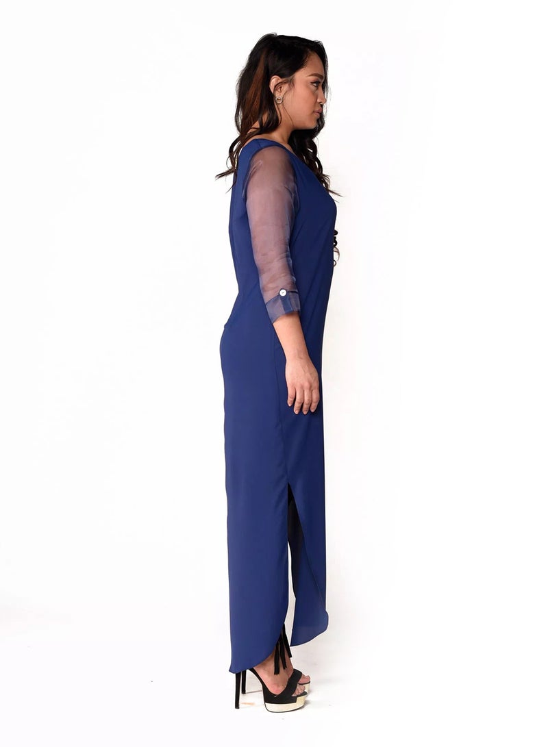 Sana'a Kayum - U-Shaped Kurta Electric Blue - Image 1