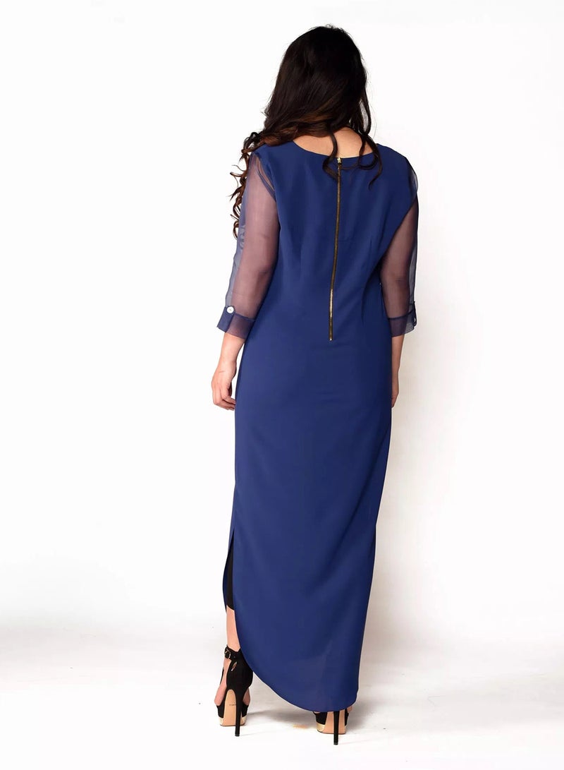 Sana'a Kayum - U-Shaped Kurta Electric Blue - Image 1