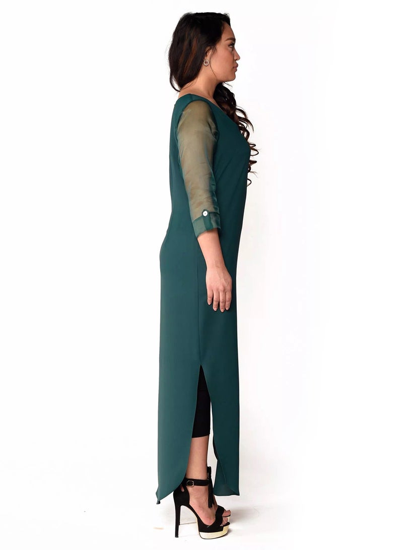 Sana'a Kayum U-Shaped Kurta Emerald Green  - Image 2