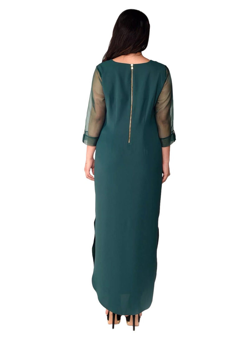 Sana'a Kayum U-Shaped Kurta Emerald Green  - Image 3