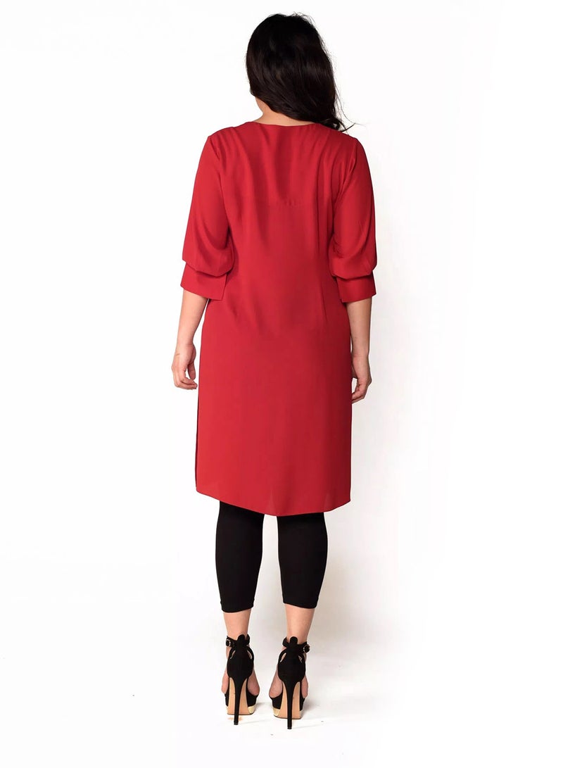 Sana'a Kayum Cascade Tunic Kurta Crimson  - Image 3