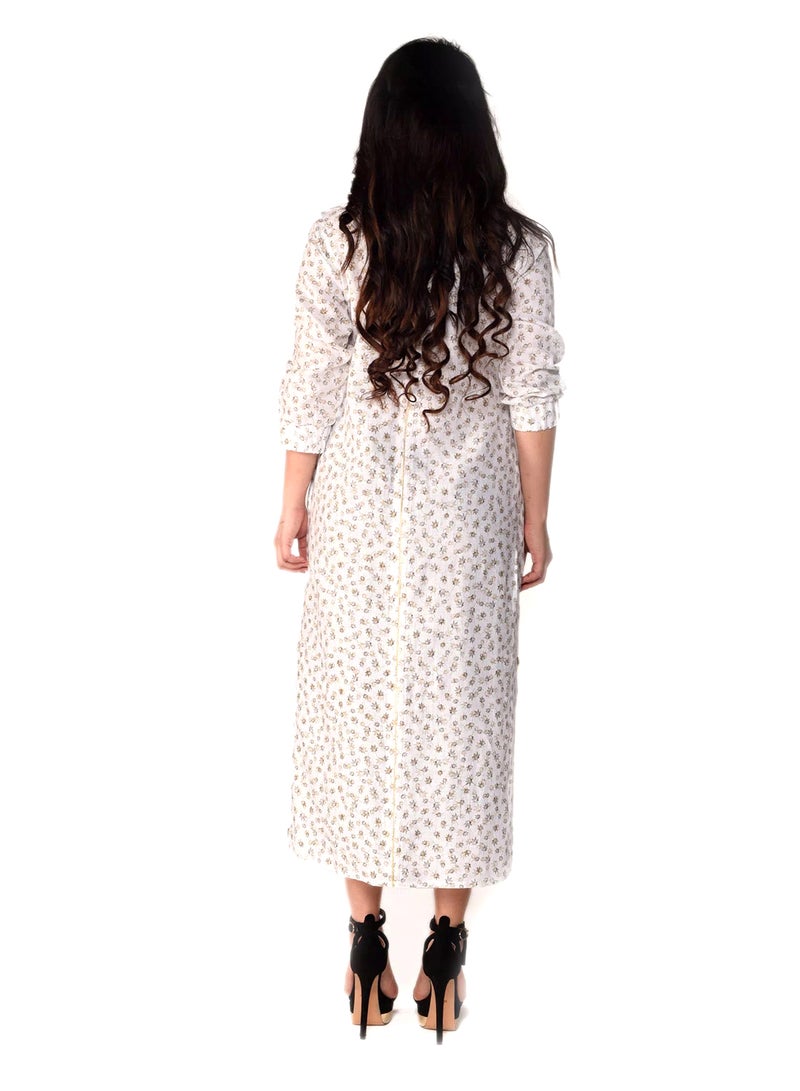 Sana'a Kayum Contemporary Linen Kurta White/Mustard  - Image 3
