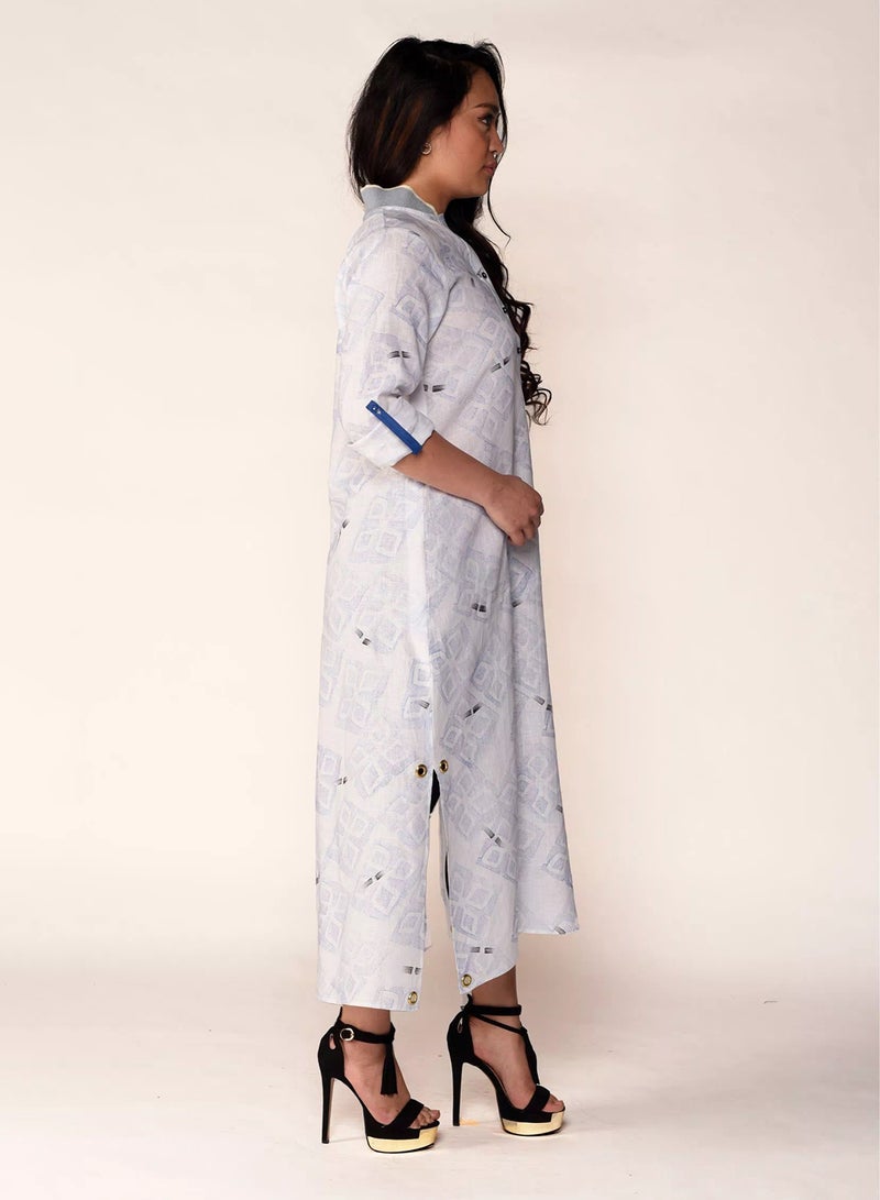 Sana'a Kayum Contemporary Linen Kurta White  - Image 2