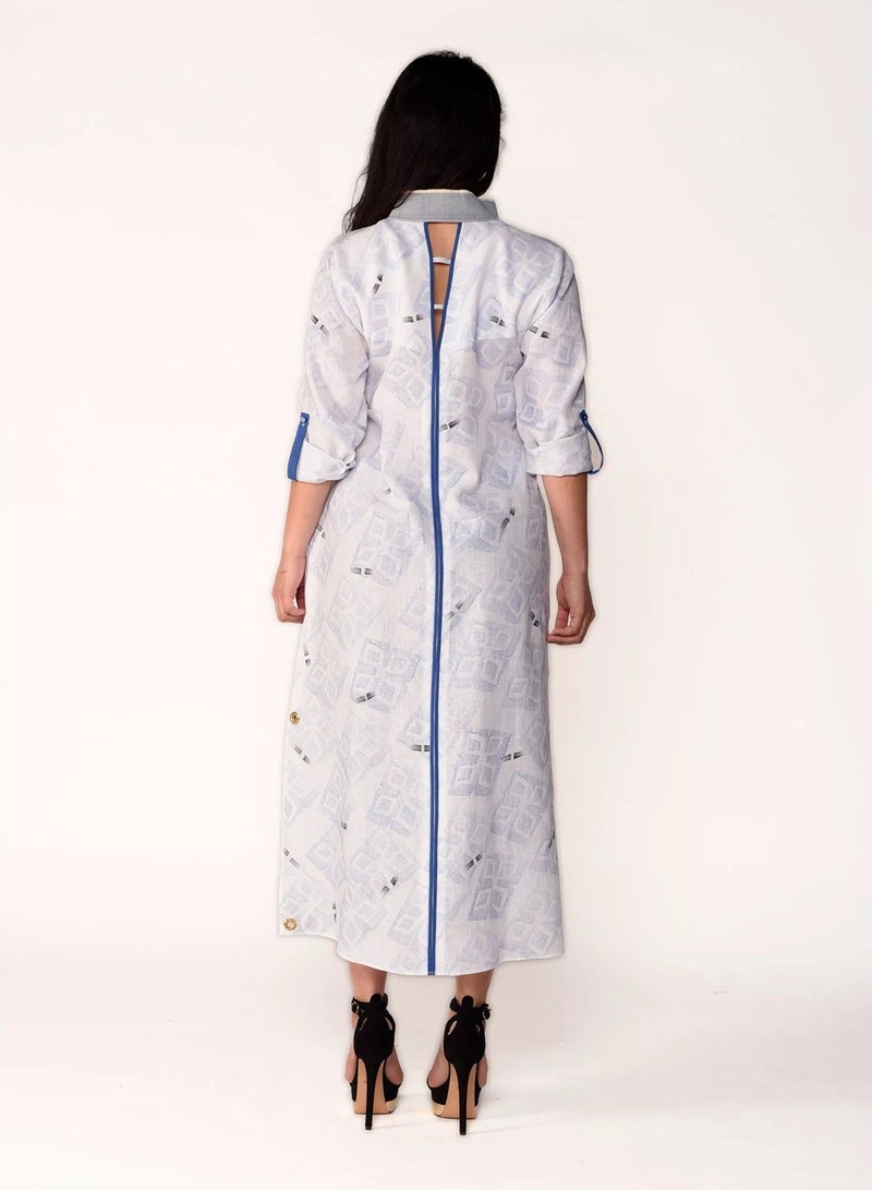 Sana'a Kayum Contemporary Linen Kurta White  - Image 3