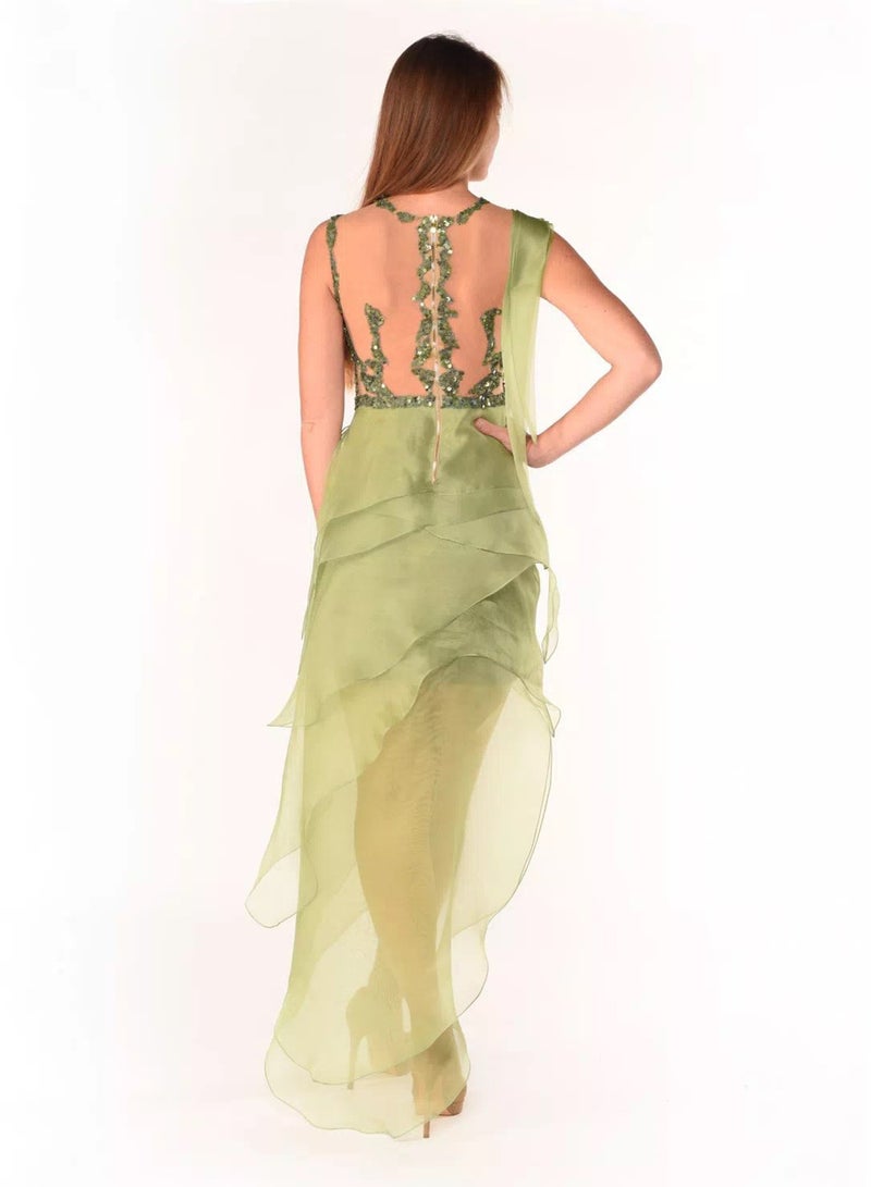 Sana'a Kayum Cascade Tunic Dress Green  - Image 3