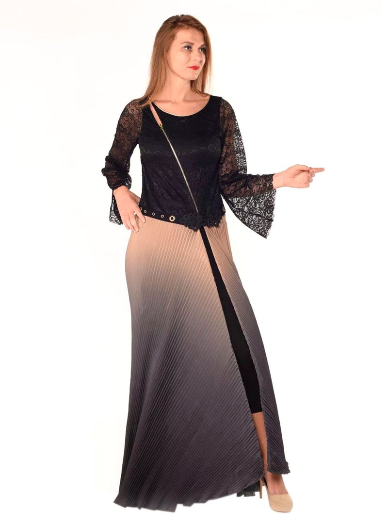 Sana'a Kayum Arabian Cascade Dress Black/Beige  - Image 1