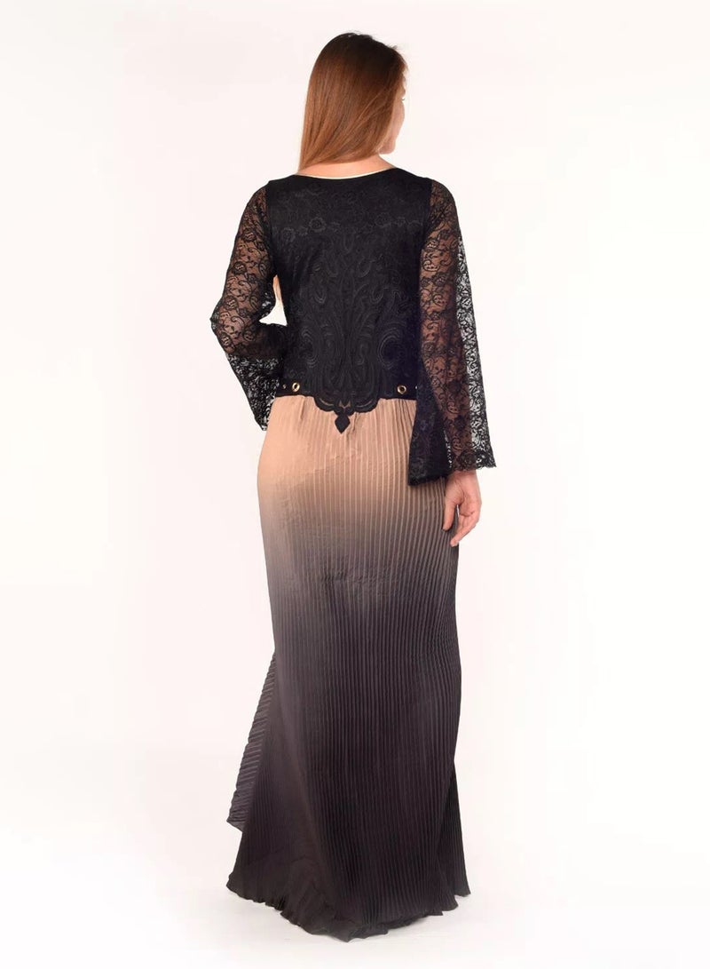 Sana'a Kayum Arabian Cascade Dress Black/Beige  - Image 3