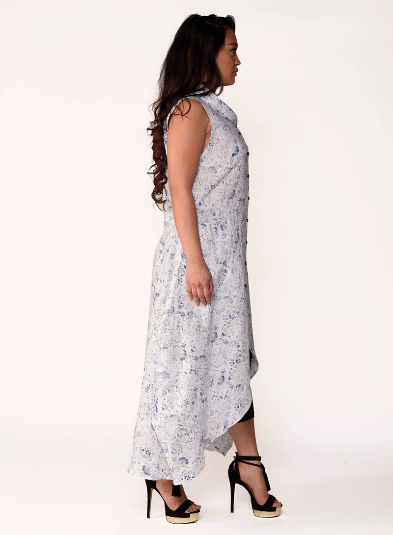 Sana'a Kayum - Printed Linen Kurta White - Image 1