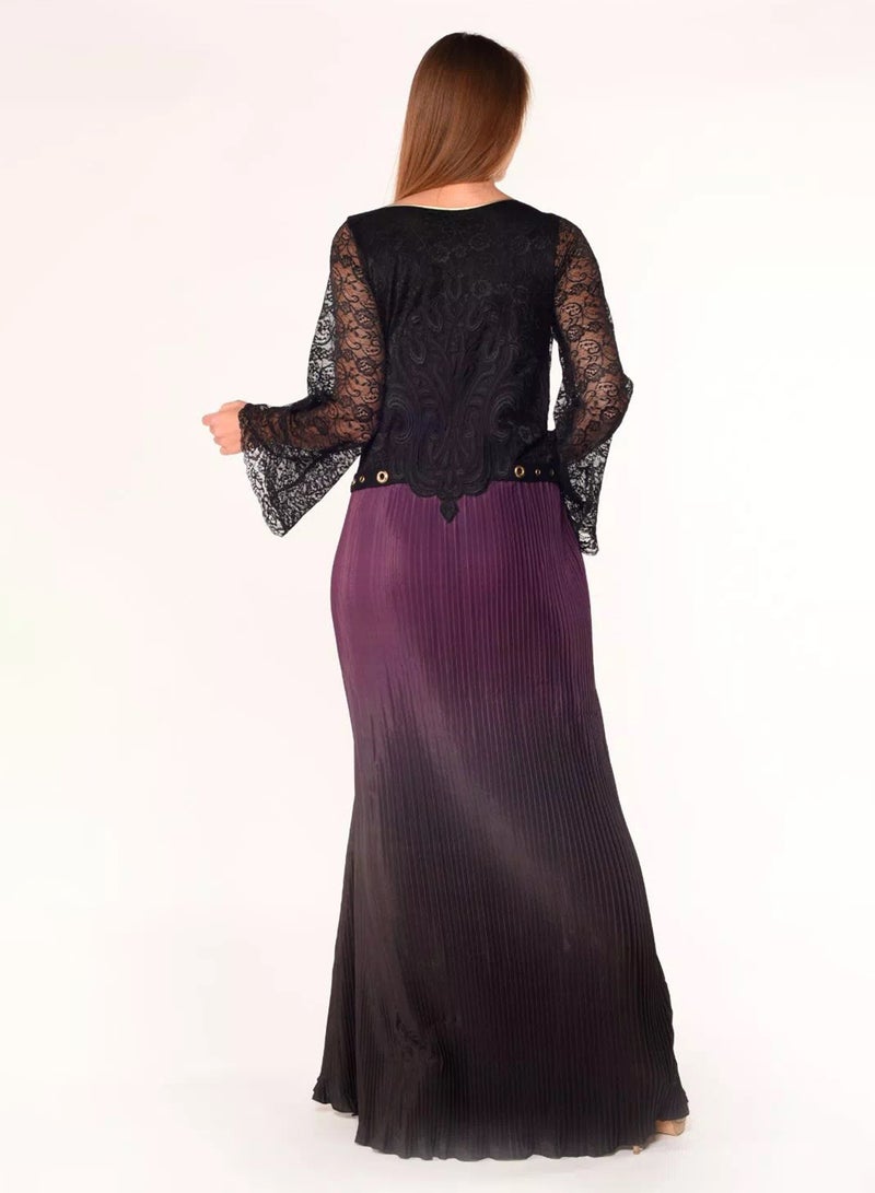 Sana'a Kayum Classic Arabian Dress Black/Mauve  - Image 3
