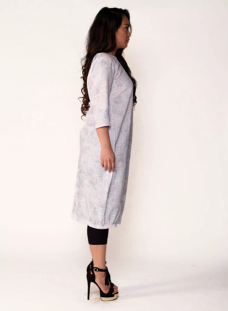 Sana'a Kayum Printed Linen Kurta White  - Image 2