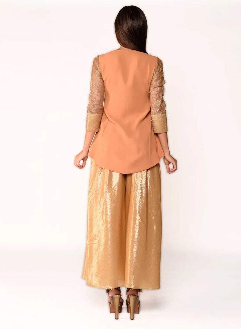 Sana'a Kayum Metallic Flare Pants Orange/Gold  - Image 3
