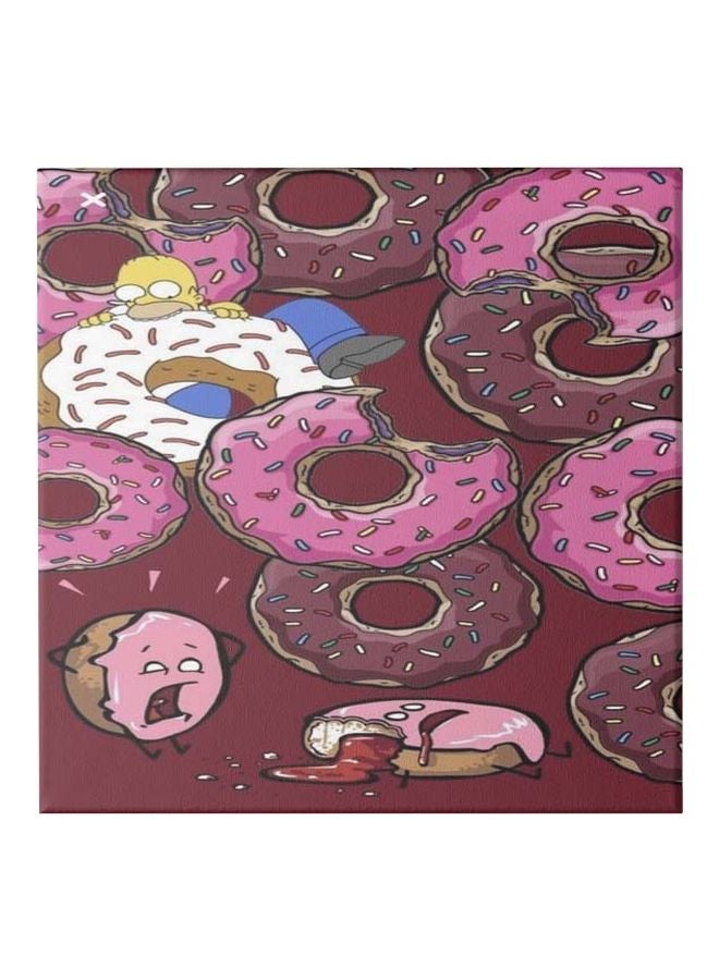 The Simpson Themed Canvas Painting With Frame Pink/White/Blue 50x50cm  - Image 1