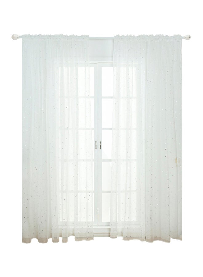 Pack Of 2 Star Printed Sheer Window Curtains White 40x79inch - Image 1